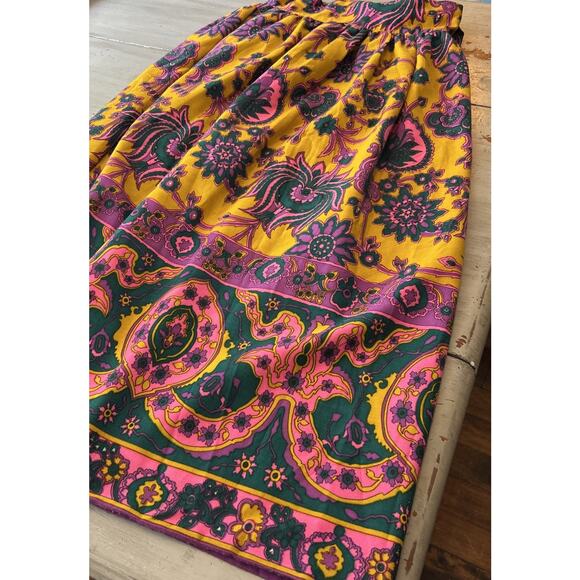 Vtg Gisella Heinemann Yellow Pink Purple Paisley Full Length Wrap Skirt Sz S M - Picture 2 of 9